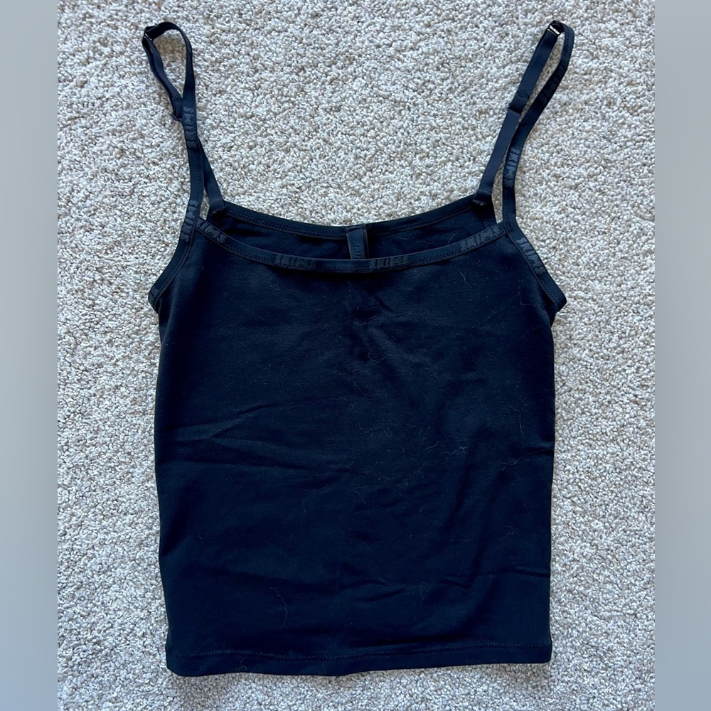 SKIMS Black Cotton Logo Camisole